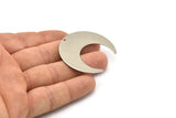 Steel Moon Charm, 8 Steel Moon Charms With 1 Hole (42x16x0.70mm) M02854