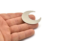Steel Moon Charm, 8 Steel Moon Charms With 1 Hole (42x16x0.70mm) M02853