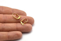 Leverback Earring Findings, 50 Raw Brass Leverback Earring Findings With Shell (15x9mm) Brsl 90 A0609