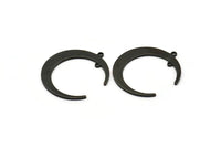 Black Moon Charm, 6 Oxidized Black Brass Crescent Moon Charms With 2 Loops, Connectors (31x28x1mm) D0695 S1019
