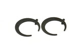 Black Moon Charm, 6 Oxidized Black Brass Crescent Moon Charms With 2 Loops, Connectors (31x28x1mm) D0695 S1019