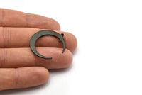 Black Moon Charm, 6 Oxidized Black Brass Crescent Moon Charms With 2 Loops, Connectors (31x28x1mm) D0695 S1019
