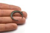 Black Moon Charm, 6 Oxidized Black Brass Crescent Moon Charms With 2 Loops, Connectors (31x28x1mm) D0695 S1019
