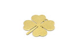 Brass Leaf Charm, 8 Textured Raw Brass Four Leaf Clover Charms With 1 Hole, Charm Earrings (22x20x0.80mm) A1662