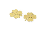 Brass Leaf Charm, 8 Textured Raw Brass Four Leaf Clover Charms With 1 Hole, Charm Earrings (22x20x0.80mm) A1662