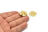 Brass Leaf Charm, 8 Textured Raw Brass Four Leaf Clover Charms With 1 Hole, Charm Earrings (22x20x0.80mm) A1662