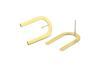 Brass Earring, 10 Raw Brass U Shaped Stud Earrings (26x17x0.80mm) M02066 A2507