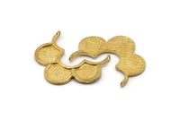 Brass Flower Pendant, 2 Raw Brass  Half Flower Textured Pendants With 2 Loops, Earrings, Charms (39x13x1.7mm) BS 1957