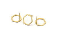 Gold Hexagon Earring, 6 Gold Plated Brass Hexagon Stud Earrings (12mm) BS 1221 A1134