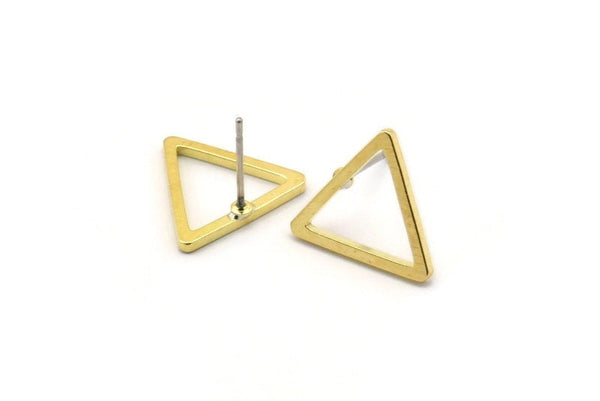Brass Triangle Earring, 12 Raw Brass Triangle Stud Earrings (15mm) D0107 A1126