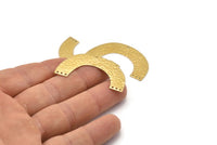 U Shaped Charm, 12 Raw Brass Hammered U Shaped Connectors With 7 Holes, Earrings, Pendants, Findings (43x23x0.50mm) D0717