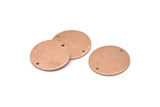 Rose Gold Round Tag, 2 Rose Gold Plated Brass Textured Round Stamping Blanks With 2 Holes, Connectors, Pendants, Findings (21x1mm) D0760