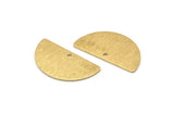 Semi Circle Charm, 12 Raw Brass Textured Half Moon Blanks With 1 Hole, Earrings, Pendants (24x13x0.80mm) D906