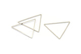 Silver Triangle Charm, 24 Silver Tone Triangle Ring Charms (38x1mm) D0549