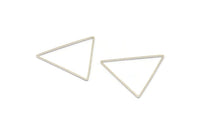 Silver Triangle Charm, 24 Silver Tone Triangle Ring Charms (38x1mm) D0549
