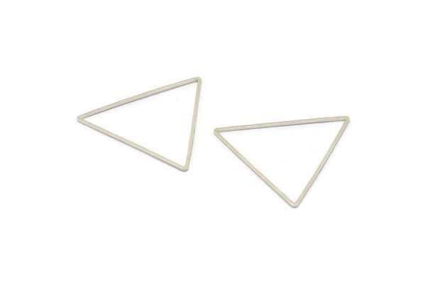 Silver Triangle Charm, 24 Silver Tone Triangle Ring Charms (38x1mm) D0549