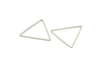 Silver Triangle Charm, 24 Silver Tone Triangle Ring Charms (34x1mm) D0548