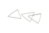Silver Triangle Charm, 24 Silver Tone Triangle Ring Charms (34x1mm) D0548