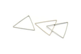 Silver Triangle Charm, 24 Silver Tone Triangle Ring Charms (34x1mm) D0548