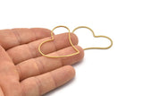 Brass Heart Connector, 24 Raw Brass Heart Connectors (35x40x0.80mm) D0545