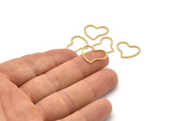 Brass Heart Connector, 50 Raw Brass Heart Connectors (18x15x0.80mm) D0539