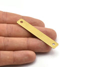 Raw Brass Connector, 10 Raw Brass Stamping Connectors  (59x10mm) B0146