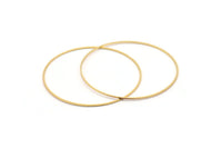 70mm Gold Plated Circles, 6 Gold Plated Brass Circle Connectors (70x1x1mm) Bs 1103 Q0780