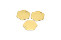 Gold Honeycomb Pendant, 12 Gold Plated Brass Hexagon Stamping Blank Tag, Charms (12mm) Brs 4090d A0157 Q0382