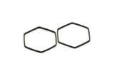 Black Hexagon Ring Charm, 25 Black Oxidized Brass Hexagon Shaped Ring Charms (22x0.6x1mm) Bs 1205 S578