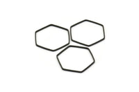 Black Hexagon Ring Charm, 25 Black Oxidized Brass Hexagon Shaped Ring Charms (22x0.6x1mm) Bs 1205 S578