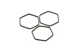Black Hexagon Ring Charm, 25 Black Oxidized Brass Hexagon Shaped Ring Charms (22x0.6x1mm) Bs 1205 S578