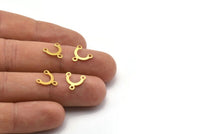 Brass Earring Connector, 50 Raw Brass Connector Charms,pendants, Findings With 3 Holes (10mm) Brs 164 A0657