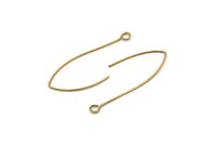 Brass Earring Wires, 50 Raw Brass Earring Wires (40x0.70mm) D0555