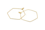 Brass Hexagon Earring, 24 Raw Brass Wire Hexagon Earring Charms With 2 Loops (50x0.7mm) D0556