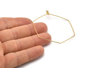 Brass Hexagon Earring, 24 Raw Brass Wire Hexagon Earring Charms With 2 Loops (50x0.7mm) D0556