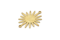 Brass Sunny Connector, 12 Raw Brass Textured Sunny Connectors With 2 Loops (27x22x1mm) D0559