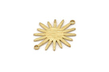 Brass Sunny Connector, 12 Raw Brass Textured Sunny Connectors With 2 Loops (27x22x1mm) D0559