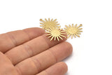 Brass Sunny Connector, 12 Raw Brass Textured Sunny Connectors With 2 Loops (27x22x1mm) D0559