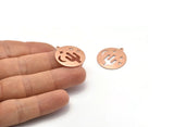 Copper Round Charm, 8 Raw Copper Cactus Patterned Charms With 1 Loop, Moon And Star Findings, Pendants (22x0.80mm) M02954