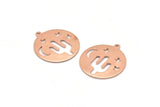 Copper Round Charm, 8 Raw Copper Cactus Patterned Charms With 1 Loop, Moon And Star Findings, Pendants (22x0.80mm) M02954