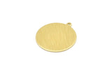 Brass Round Charm, 6 Textured Raw Brass Round Tags, Round Charms With 1 Loop (24x22x0.80mm) M02910