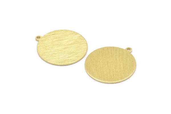Brass Round Charm, 6 Textured Raw Brass Round Tags, Round Charms With 1 Loop (24x22x0.80mm) M02910
