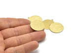 Brass Round Charm, 6 Textured Raw Brass Round Tags, Round Charms With 1 Loop (24x22x0.80mm) M02910