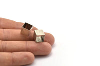 Geometric Spacer Beads, 18 Huge Antique Silver Plated Brass Square Tubes (10x10mm) Bs 1505 H0106