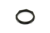 Black Faceted Ring, 12 Black Oxidized Brass  Faceted Rings, Connectors (15mm) N0498  S470