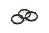 Black Faceted Ring, 12 Black Oxidized Brass  Faceted Rings, Connectors (15mm) N0498  S470
