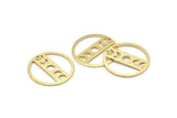 Brass Moon Charm, 6 Textured Raw Brass Moon Phases Charms With 1 Hole (22x0.80mm) M02922