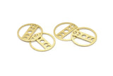 Brass Moon Charm, 6 Textured Raw Brass Moon Phases Charms With 1 Hole (22x0.80mm) M02922