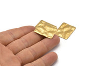 Pirinç Kare Charm, 1 Delikli 12 Ham Pirinç Dokulu Kare Charm, Küpeler, Bulgular (25x20mm) D0566