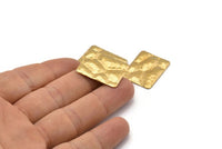 Brass Square Charm, 12 Raw Brass Textured Square Charms With 1 Hole, Earrings, Findings (25x20mm) D0566